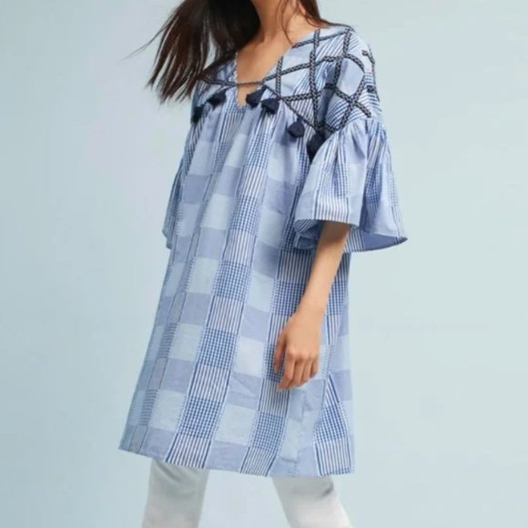 Anthropologie Dresses & Skirts - Anthropologie Maeve Blue Tassel Tunic Dress